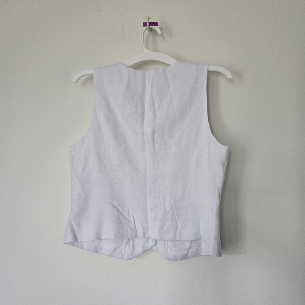 NWT J Crew Linen Vest White Large - Picture 5 of 6